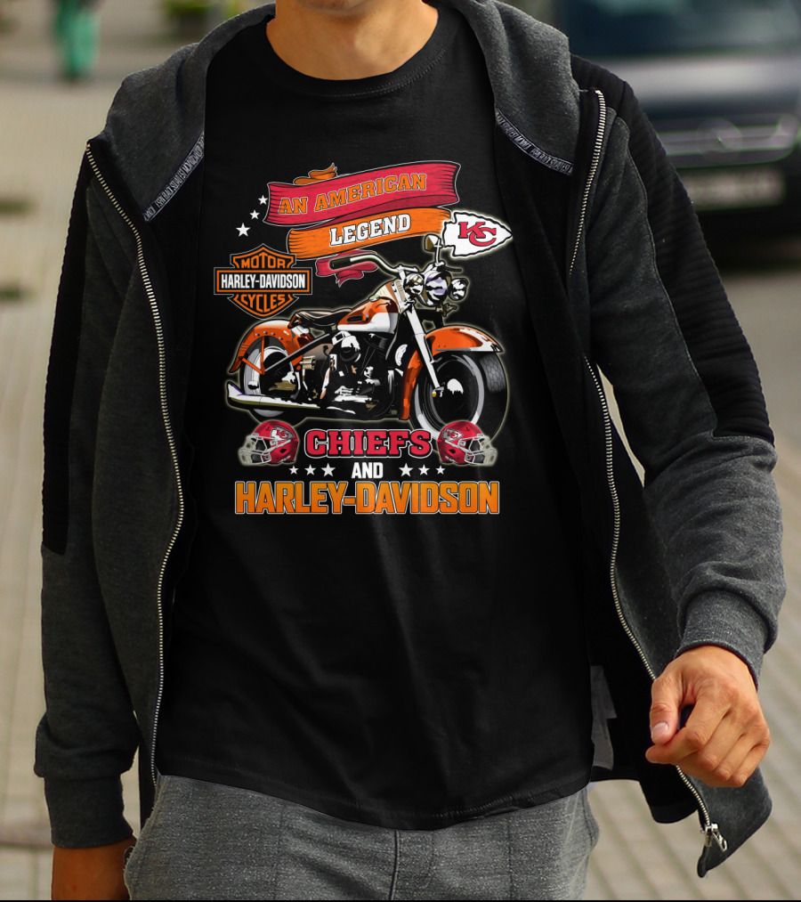 An American Legend Kansas City Chiefs And Harley Davidson T-Shirt