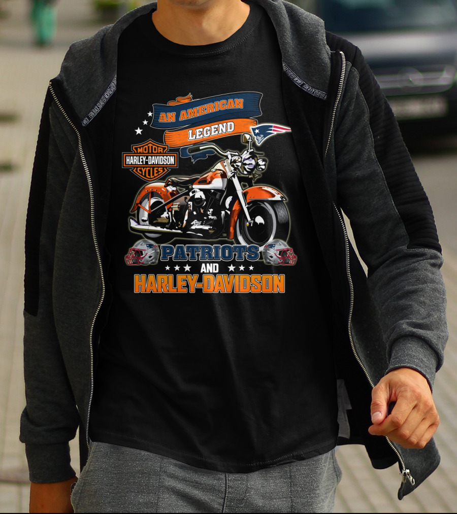 An American Legend New England Patriots And Harley Davidson Motorcycles T-Shirt