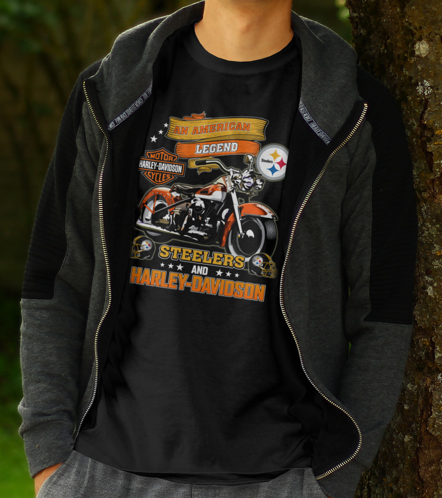 An American Legend Steelers And Harley Davidson T-Shirt