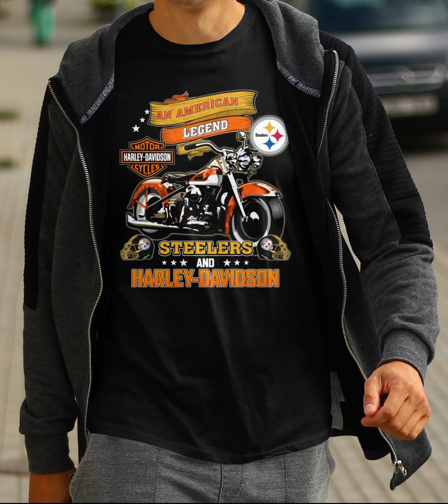 An American Legend Steelers And Harley Davidson T-Shirt