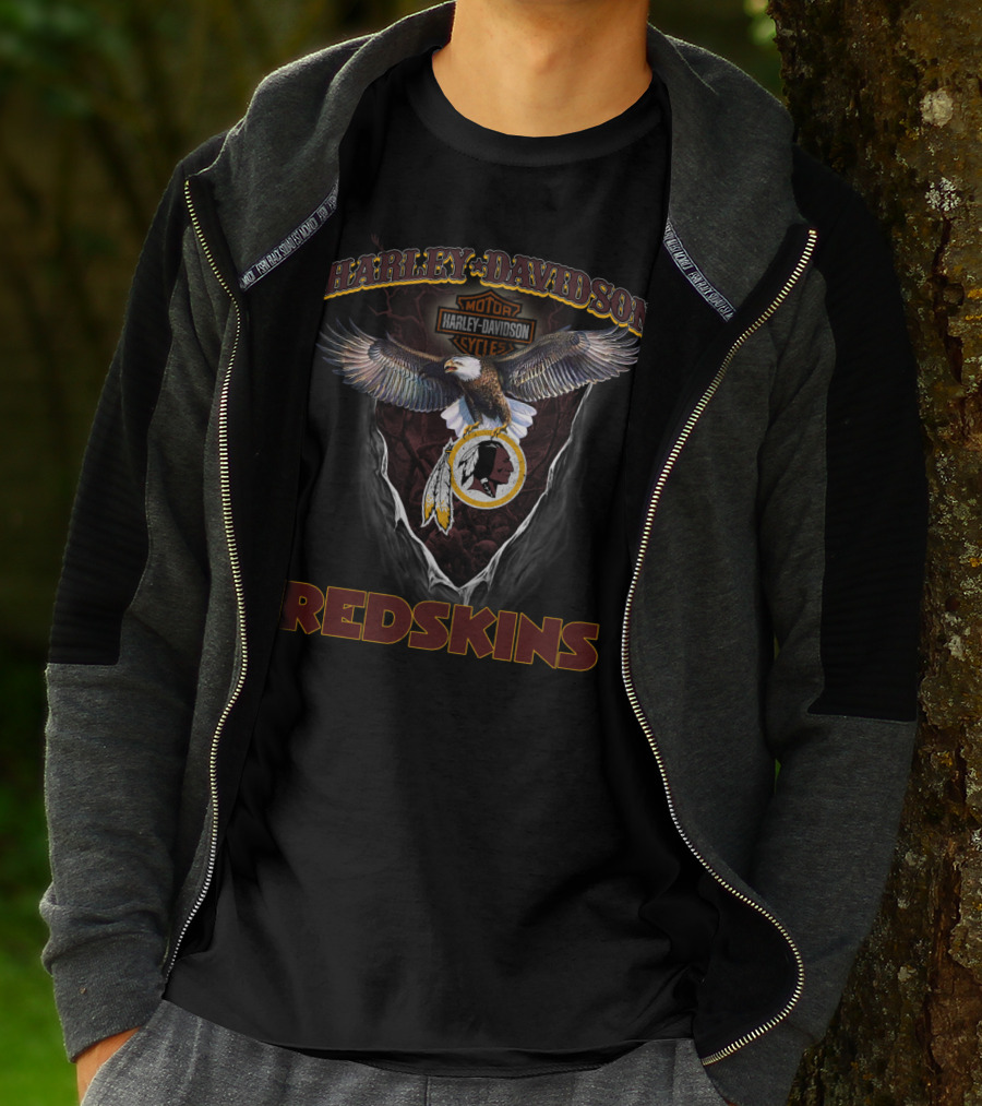 Harley Davidson Motor Cycle Redskins Eagle T-Shirt