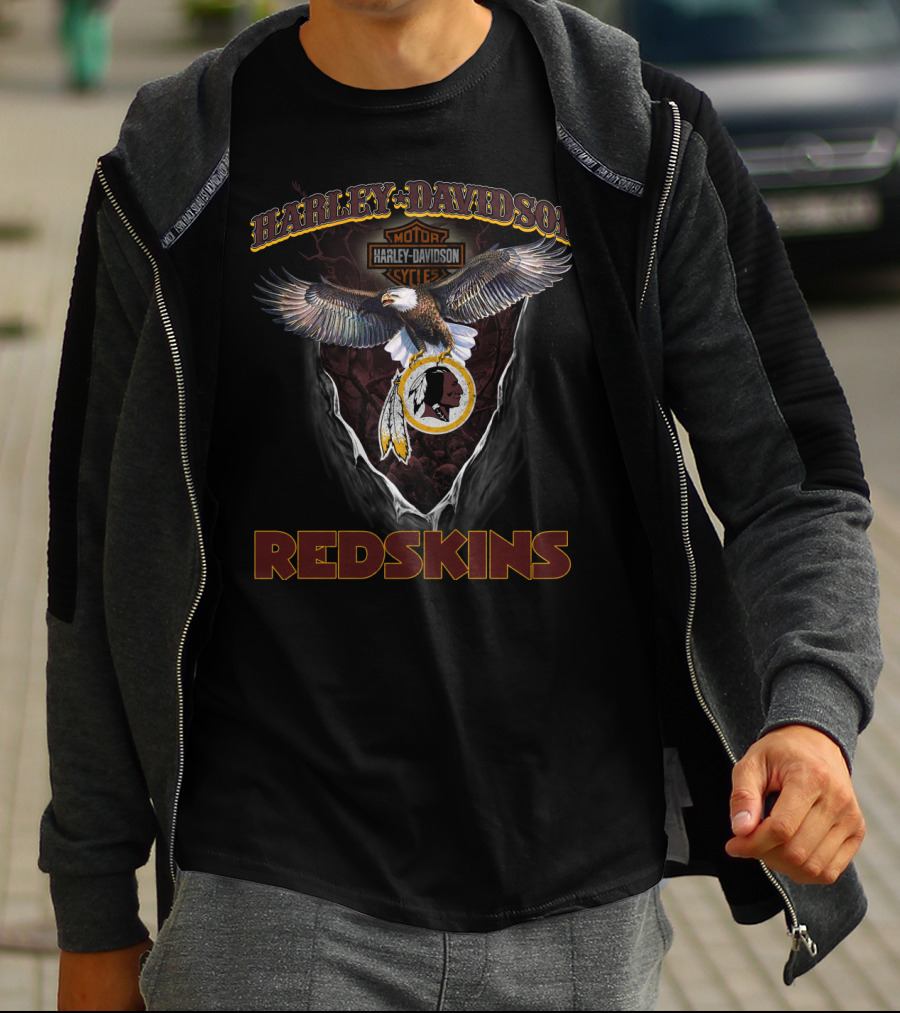Harley Davidson Motor Cycle Redskins Eagle T-Shirt
