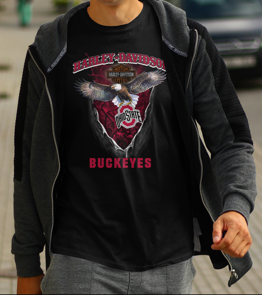Harley Davidson Motor Harley Davidson Cycles Ohio State Buckeyes Eagle T-Shirt