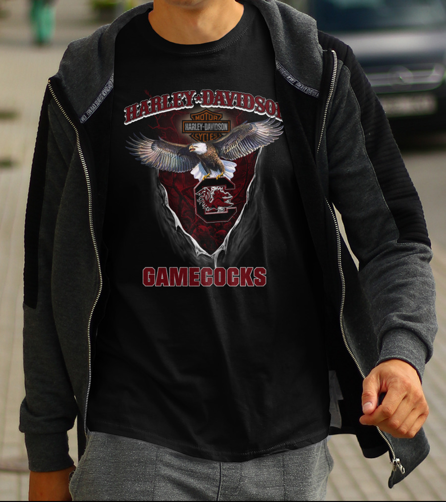 Harley Davidson Motor Cycle Gamecocks T-Shirt