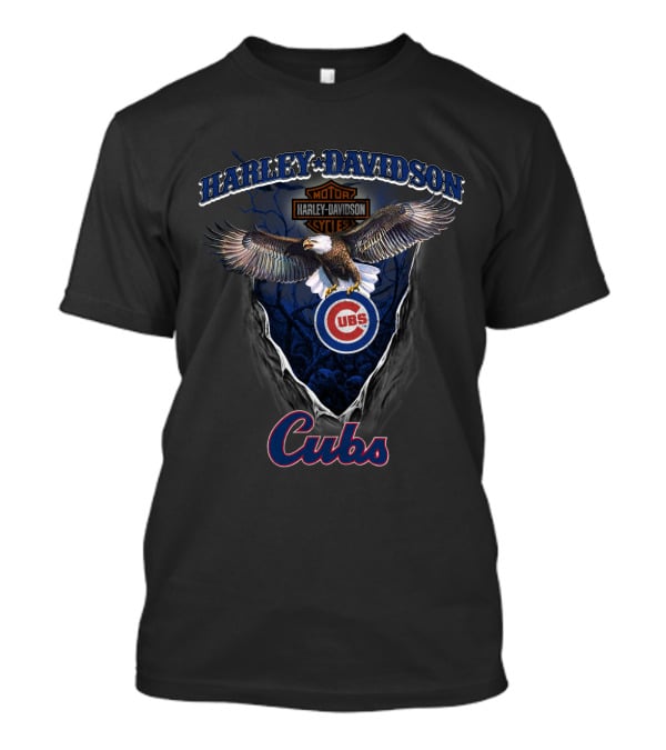 Harley Davidson Motor Cycles Chicago Cubs Eagle T-Shirt