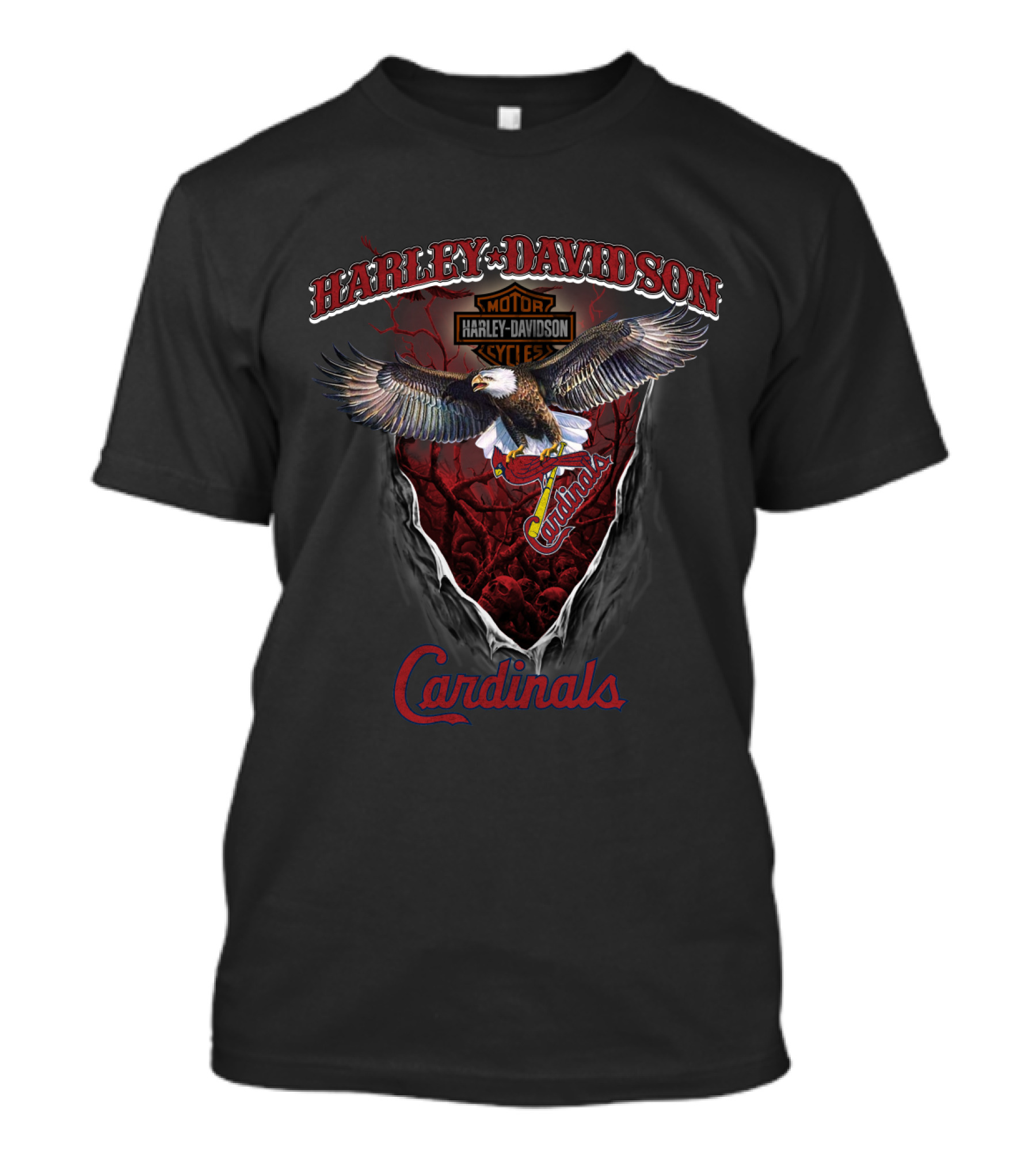 Harley Davidson St Louis Cardinals Motor Cycle Eagle T-Shirt