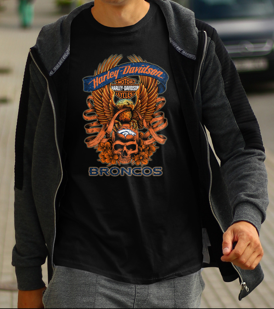 Harley Davidson Motor Cycles Denver Broncos T-Shirt