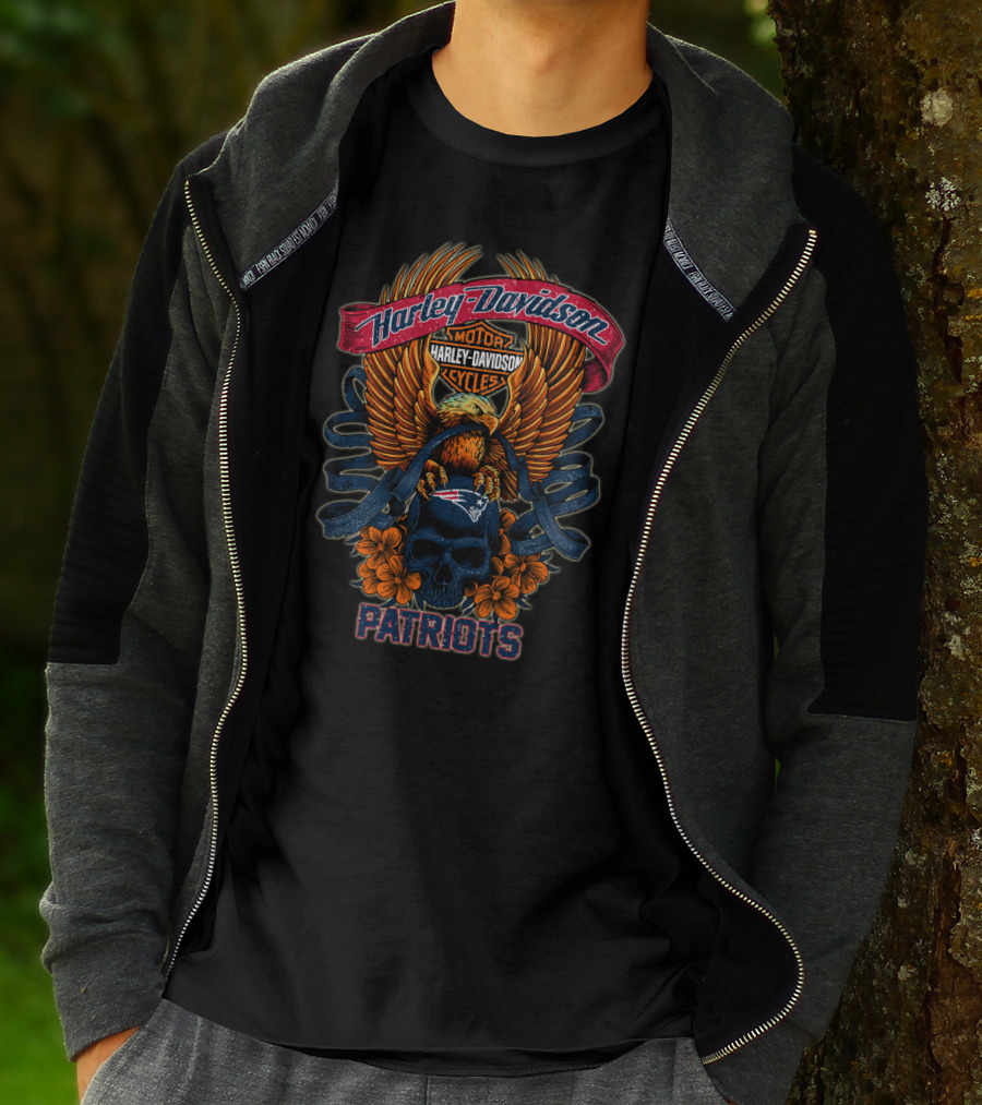 Harley Davidson Motor Cycles Patriots New England Nfl H5 T-Shirt