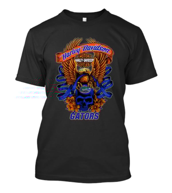 Harley Davidson Gators Florida Motorcycles Eagle Skull T-Shirt