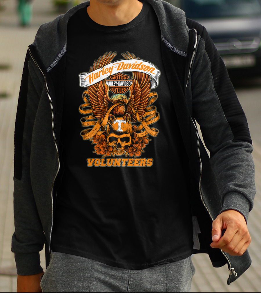 Harley Davidson Tennessee Volunteers Skull And Eagle T-Shirt