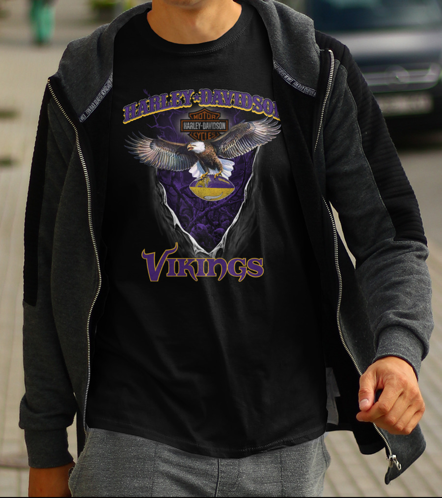 Harley Davidson Vikings Minnesota Vikings Nfl Eagle T-Shirt