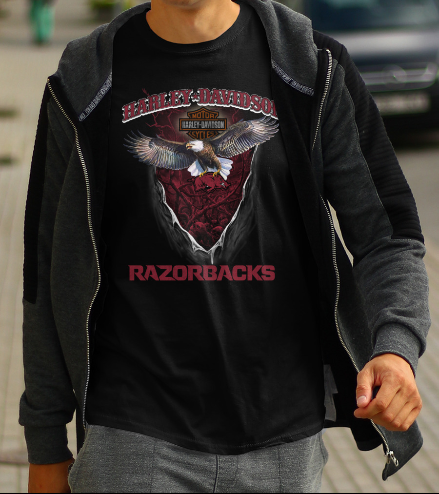 Harley Davidson Motorcycles Razorbacks Eagle T-Shirt