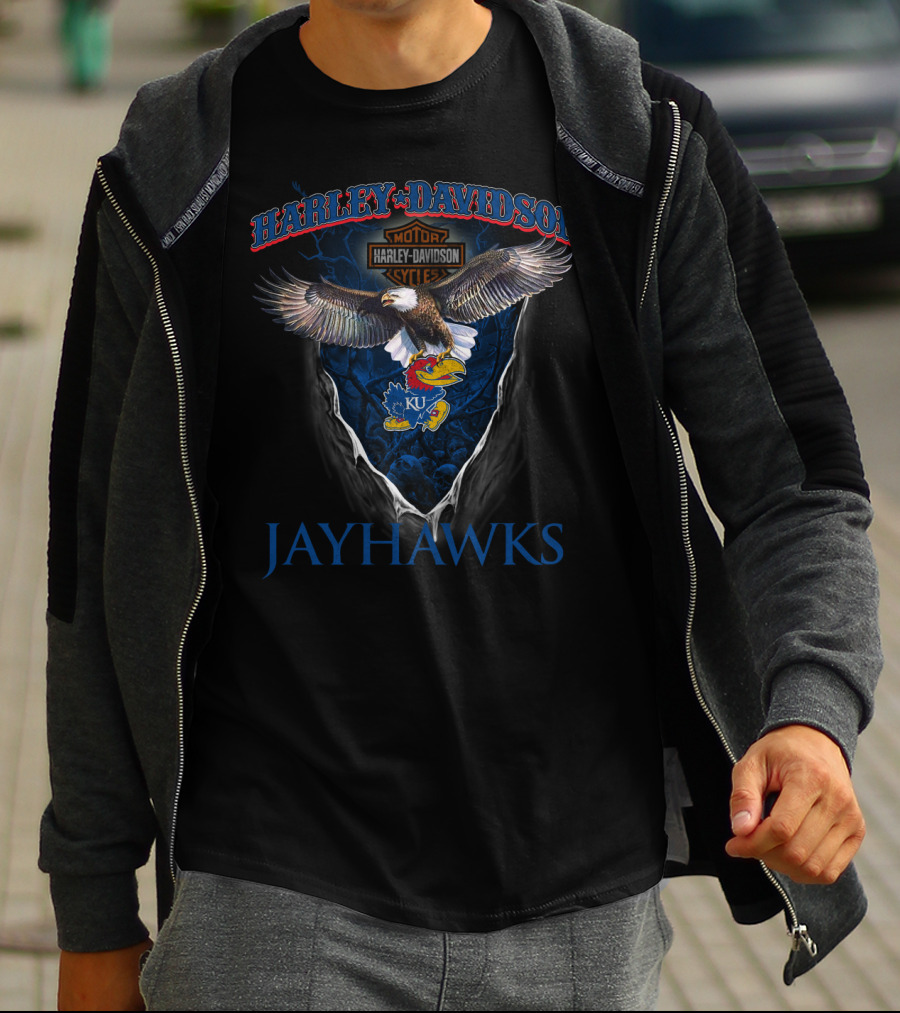Harley Davidson Ku Jayhawks Eagle Moto T-Shirt