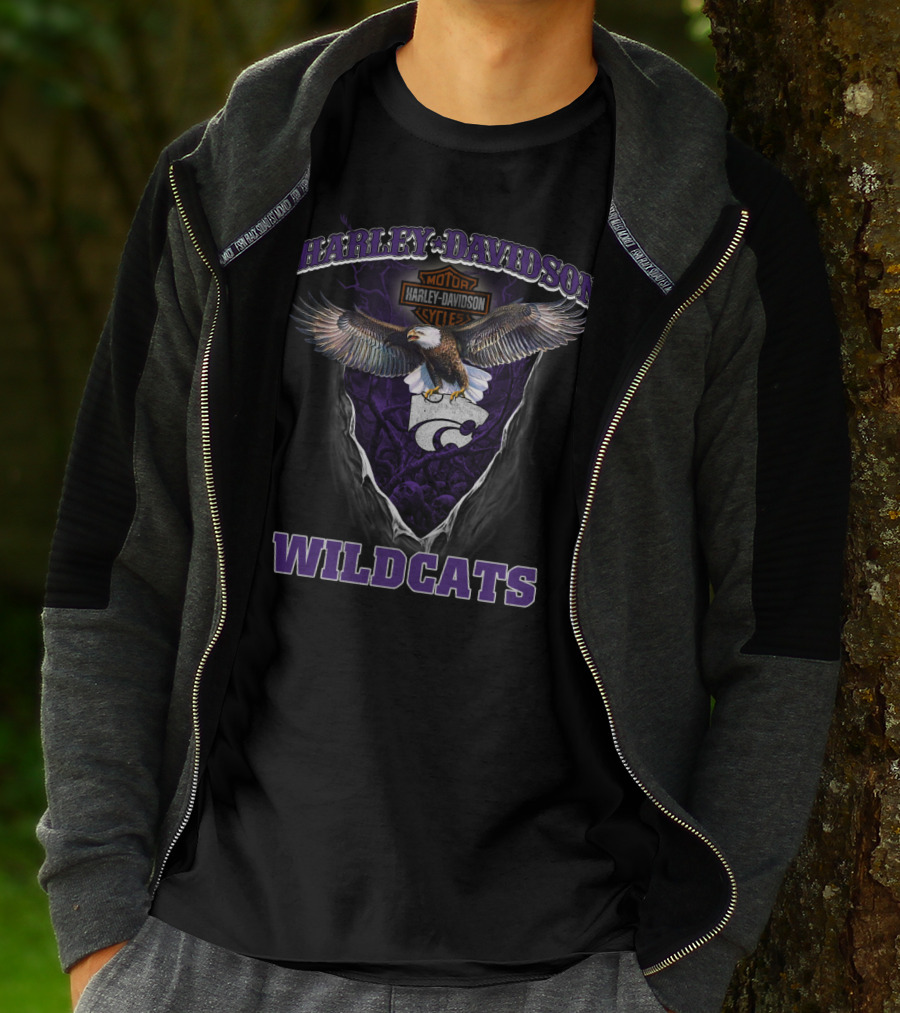 Harley Davidson Motor Cycles Kansas State Wildcats Eagle T-Shirt
