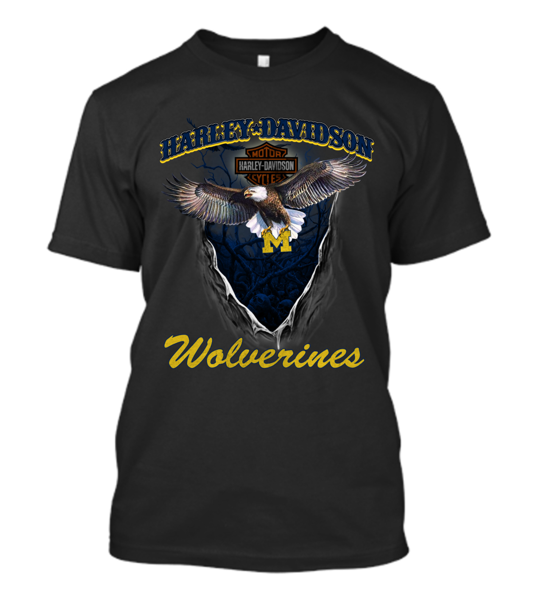 Harley Davidson Motor Cycles Wolverines Michigan T-Shirt