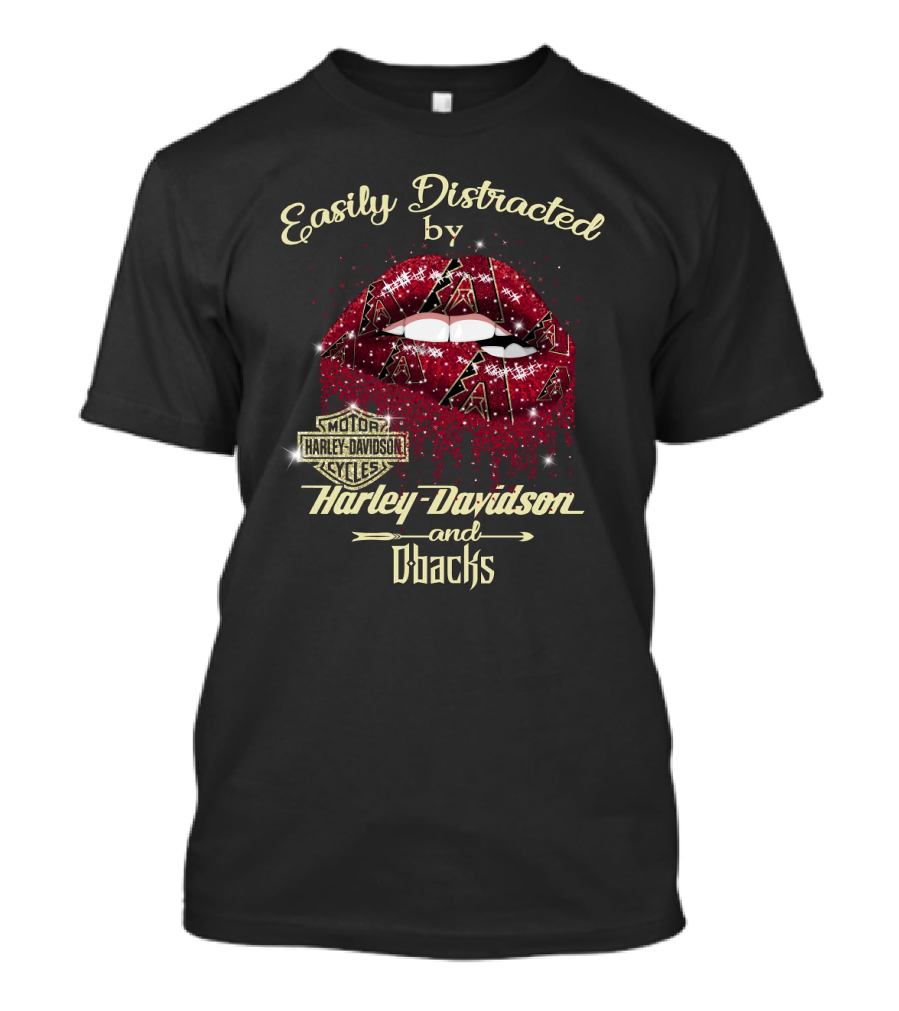 Easily Distracted By Harley Davidson And D'backs Arizona Diamondbacks T-Shirt