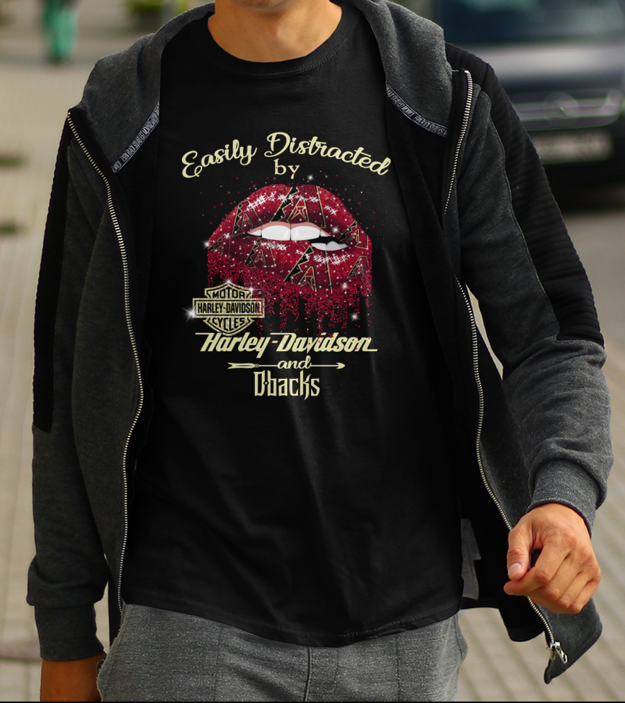 Easily Distracted By Harley Davidson And D'backs Arizona Diamondbacks T-Shirt