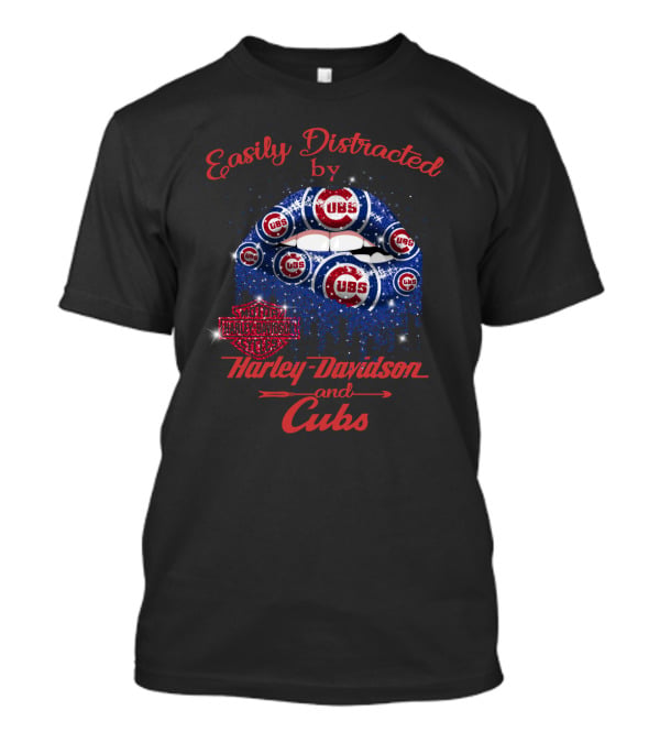 Easily Distracted By Harley Davidson And Cubs T-Shirt