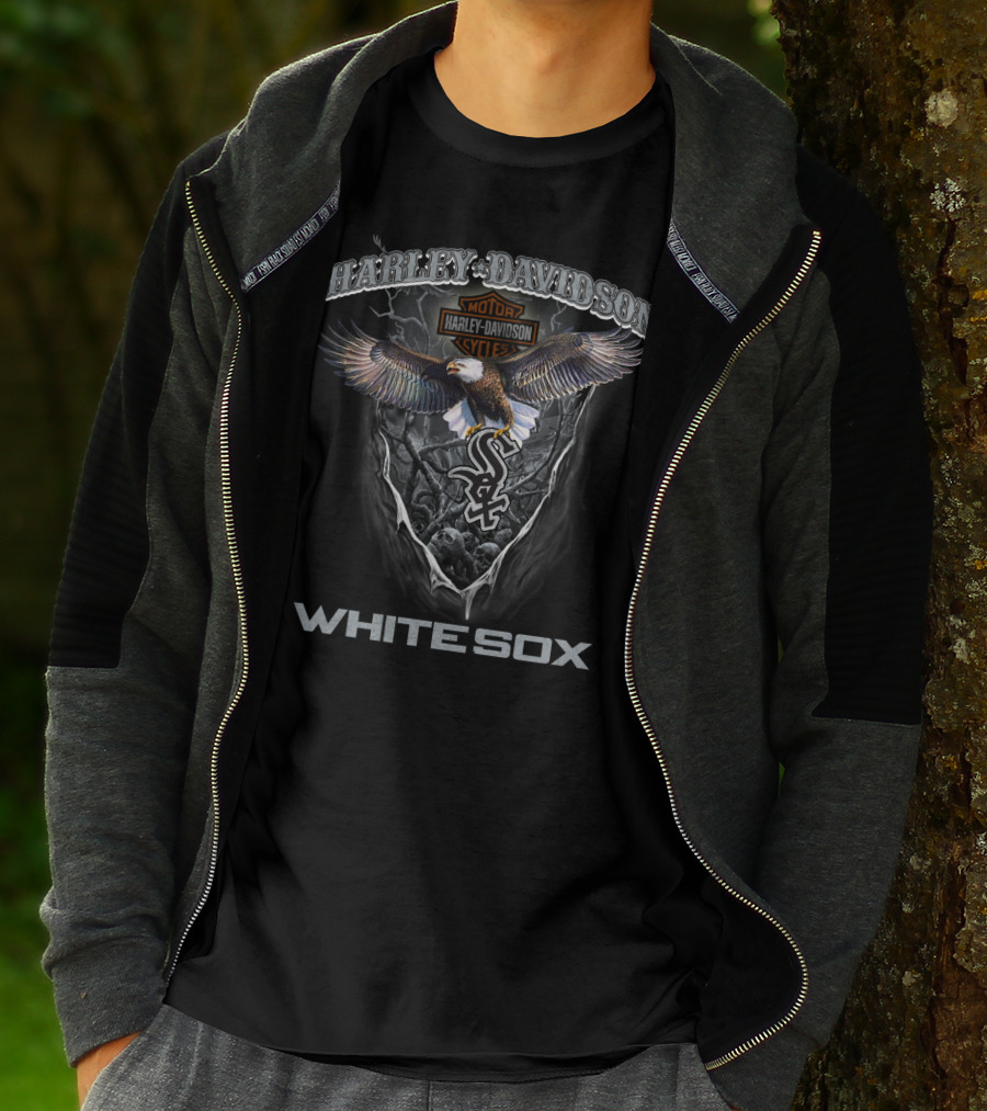 Harley Davidson Motor Cycles Eagle Chicago White Sox T-Shirt
