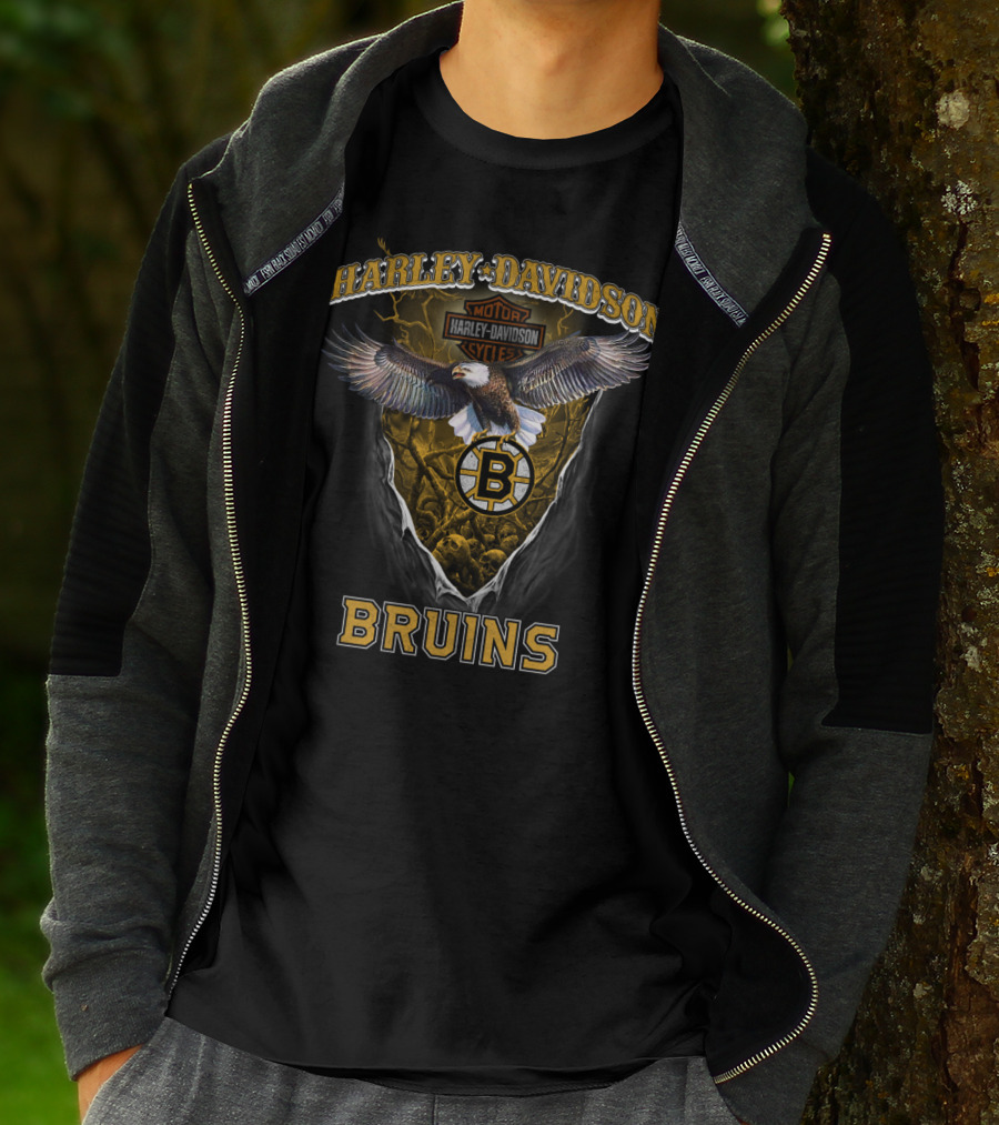 Harley Davidson Motorcycles Boston Bruins Eagle T-Shirt