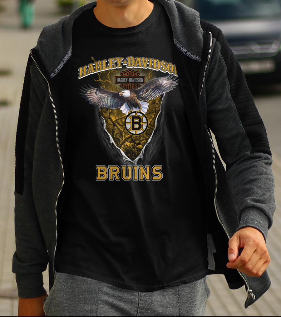 Harley Davidson Motorcycles Boston Bruins Eagle T-Shirt
