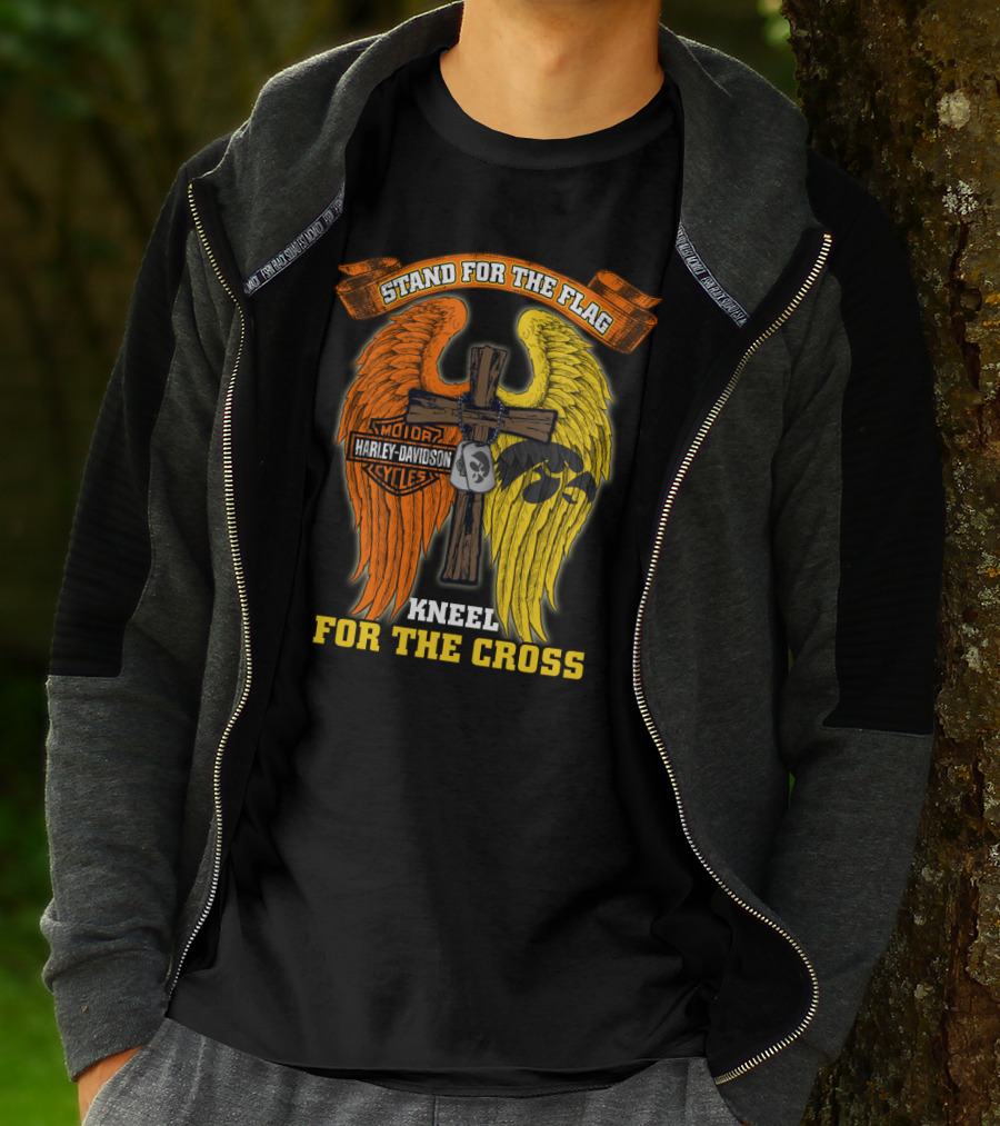 Stand For The Flag Kneel For The Cross Harley Davidson Iowa Hawkeyes T-Shirt