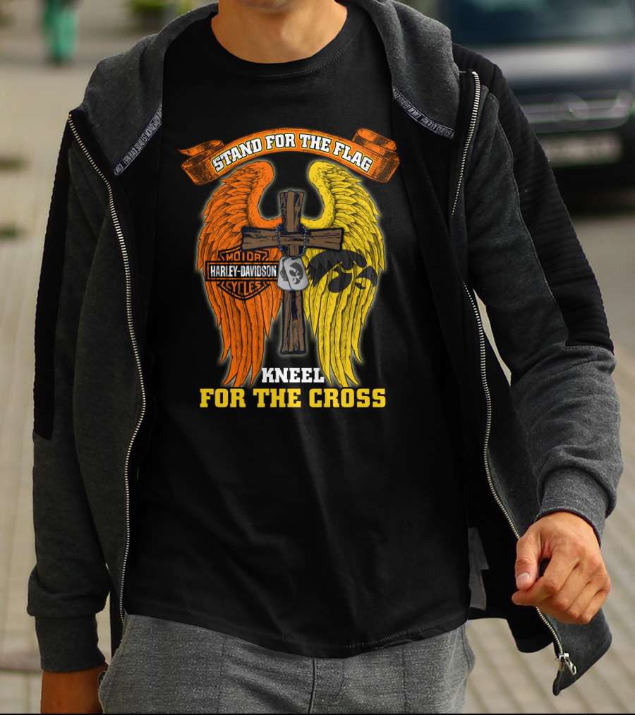 Stand For The Flag Kneel For The Cross Harley Davidson Iowa Hawkeyes T-Shirt