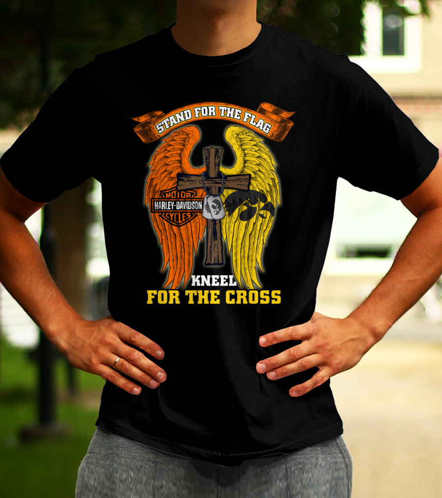 Stand For The Flag Kneel For The Cross Harley Davidson Iowa Hawkeyes T-Shirt