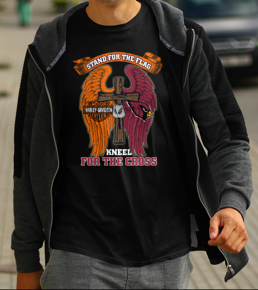 Stand For The Flag Kneel For The Cross Harley Davidson Motor Cycles Arizona Cardinals T-Shirt