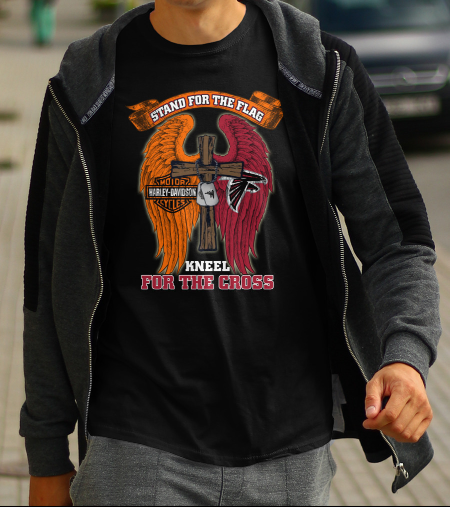 Stand For The Flag Kneel For The Cross Harley Davidson Atlanta Falcons T-Shirt