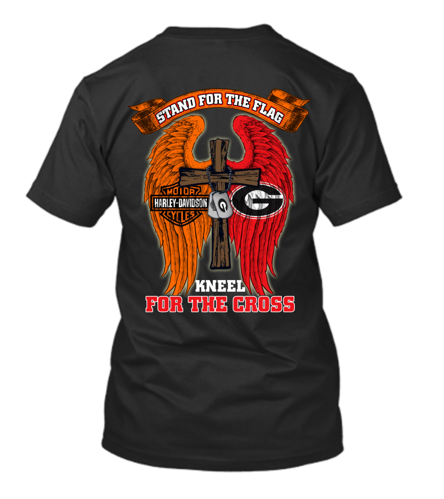Harley Davidson Georgia Bulldogs Stand For The Flag Kneel For The Cross T-Shirt