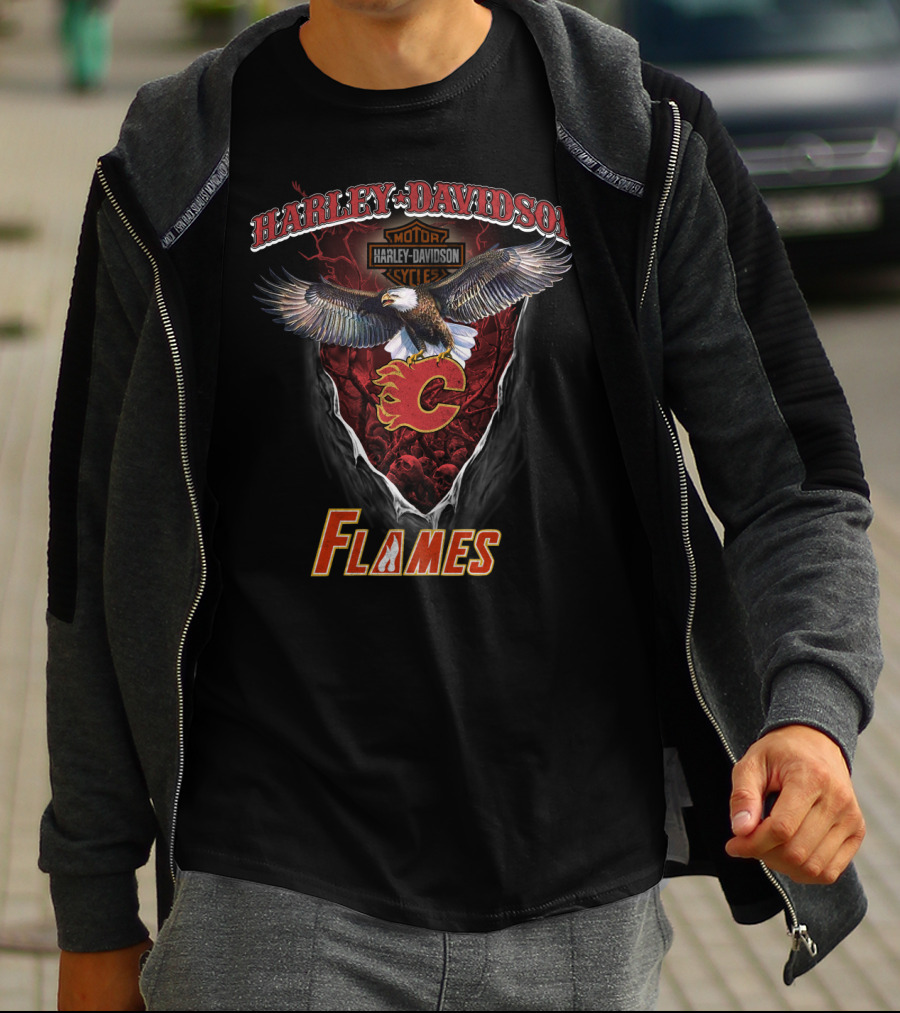 Harley Davidson Motor Eagle Calgary Flames T-Shirt