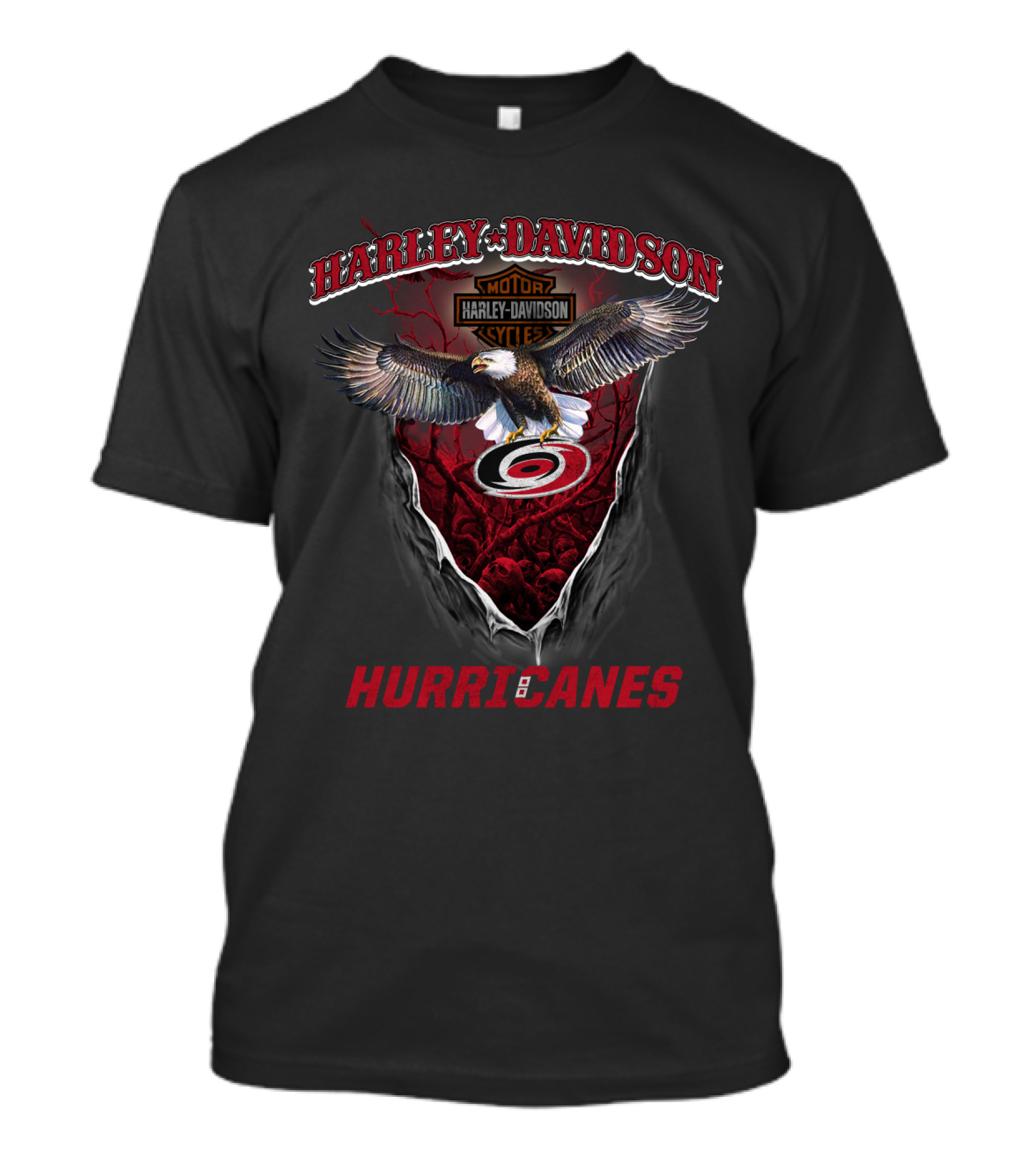 Harley Davidson Motor Cycles Hurricanes Carolina Nhl T-Shirt