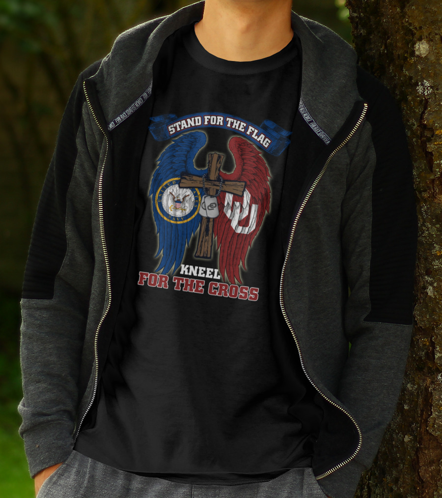 Stand For The Flag Kneel For The Cross Us Navy Oklahoma Sooners T-Shirt