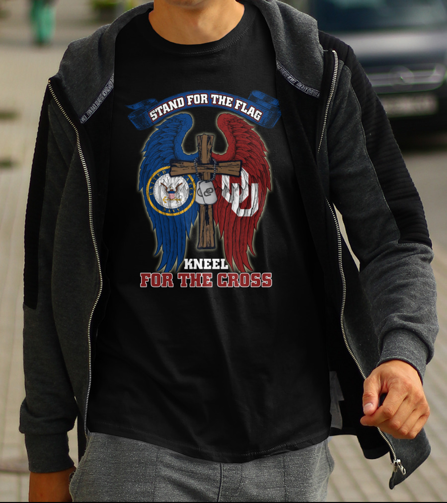 Stand For The Flag Kneel For The Cross Us Navy Oklahoma Sooners T-Shirt