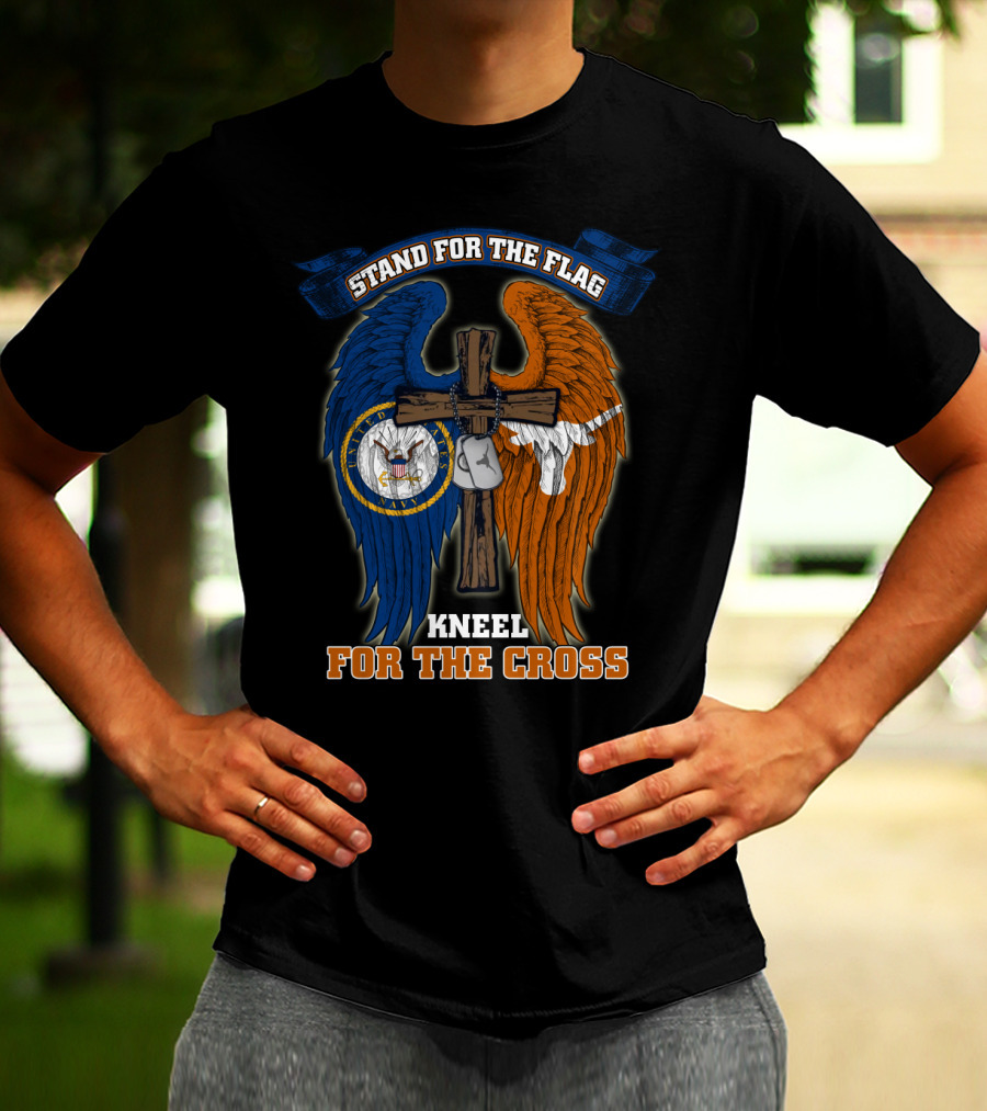 Stand For The Flag Kneel For The Cross Us Navy Texas Longhorns T-Shirt