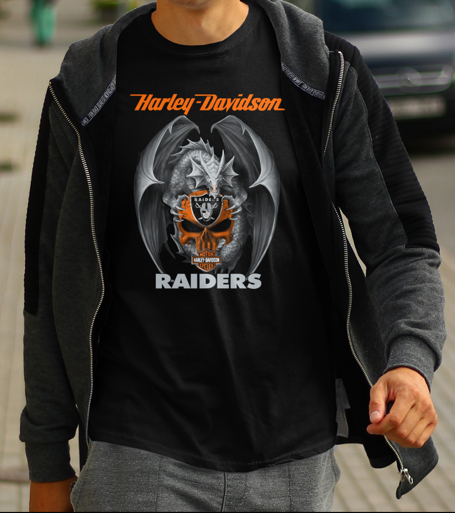 Harley Davidson Raiders Dragon Shield Motorcycles T-Shirt