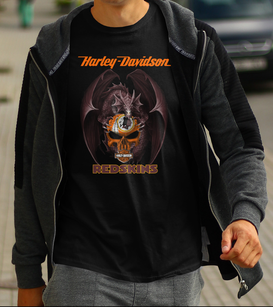 Harley Davidson Redskins Dragon Motorcycle Cycles T-Shirt