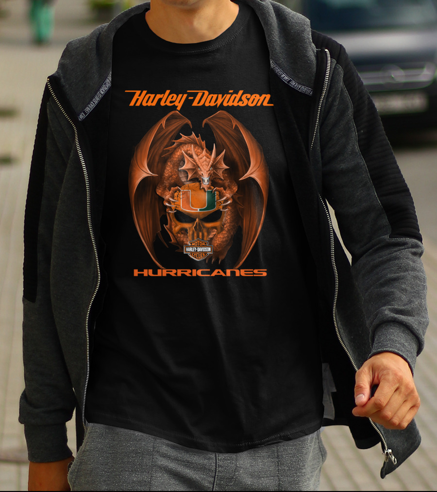 Harley Davidson Hurricanes Dragon Miami Motor Cycles T-Shirt
