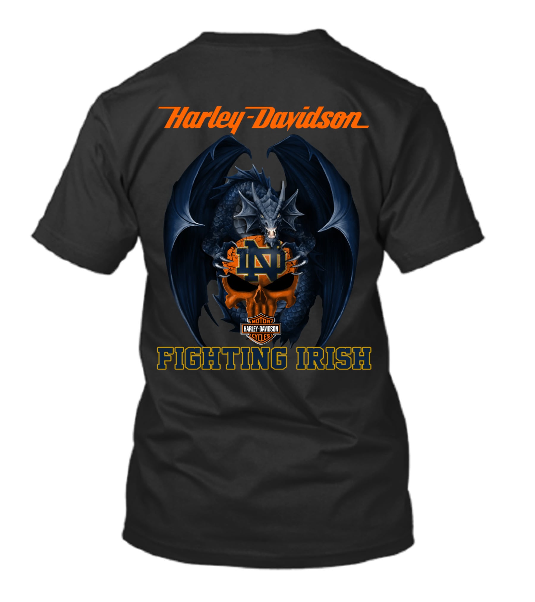 Harley Davidson Notre Dame Fighting Irish Dragon Motif T-Shirt