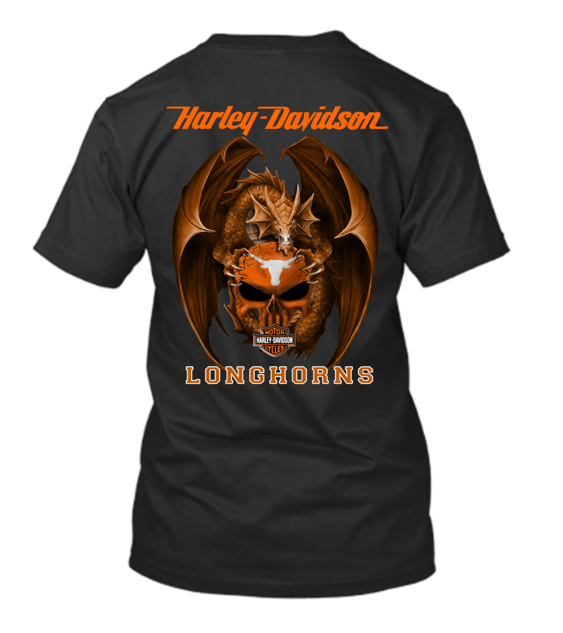 Harley Davidson Motor Cycles Longhorns Dragon T-Shirt
