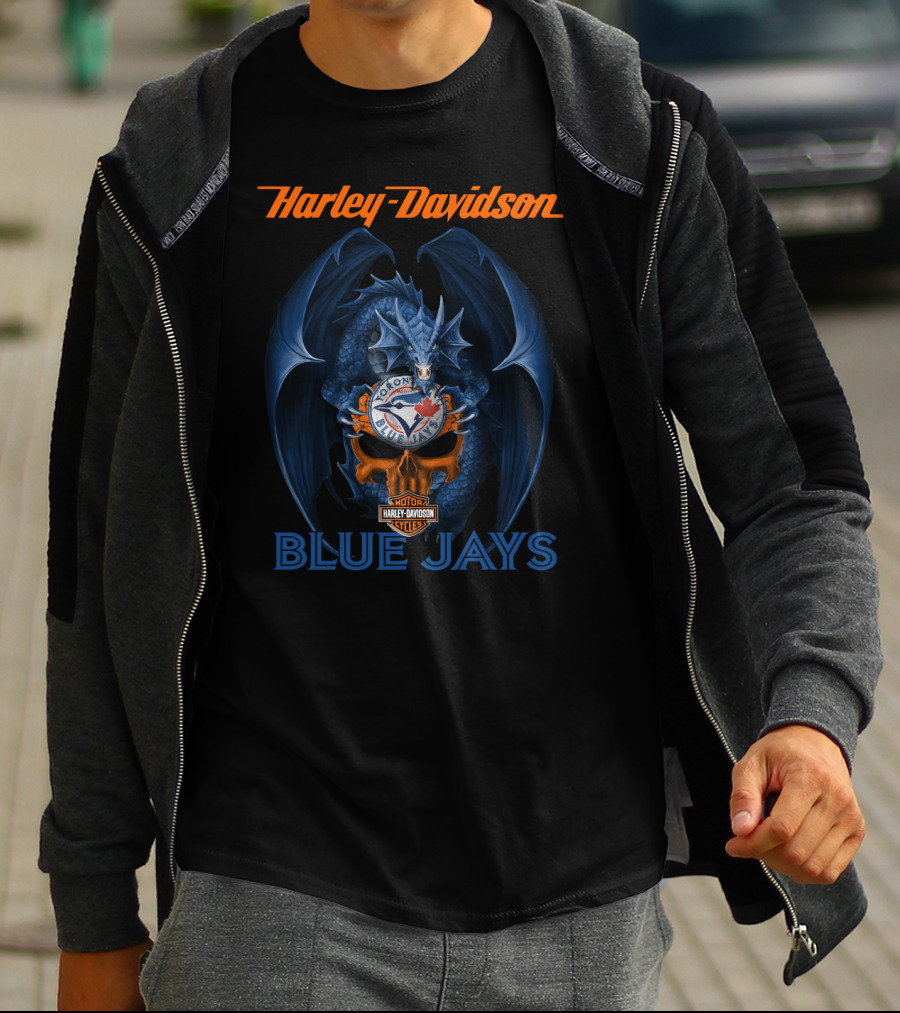 Harley Davidson Toronto Blue Jays Dragon Motor Cycles T-Shirt
