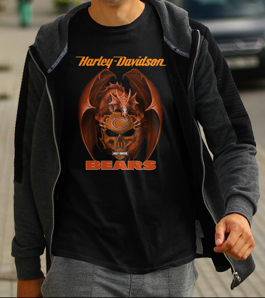 Harley Davidson Chicago Bears Dragon T-Shirt