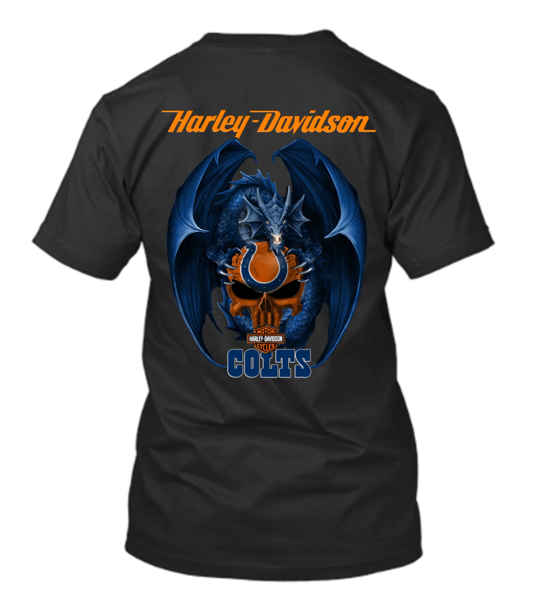 Harley Davidson Colts Dragon Skull Motorcycles Indianapolis T-Shirt