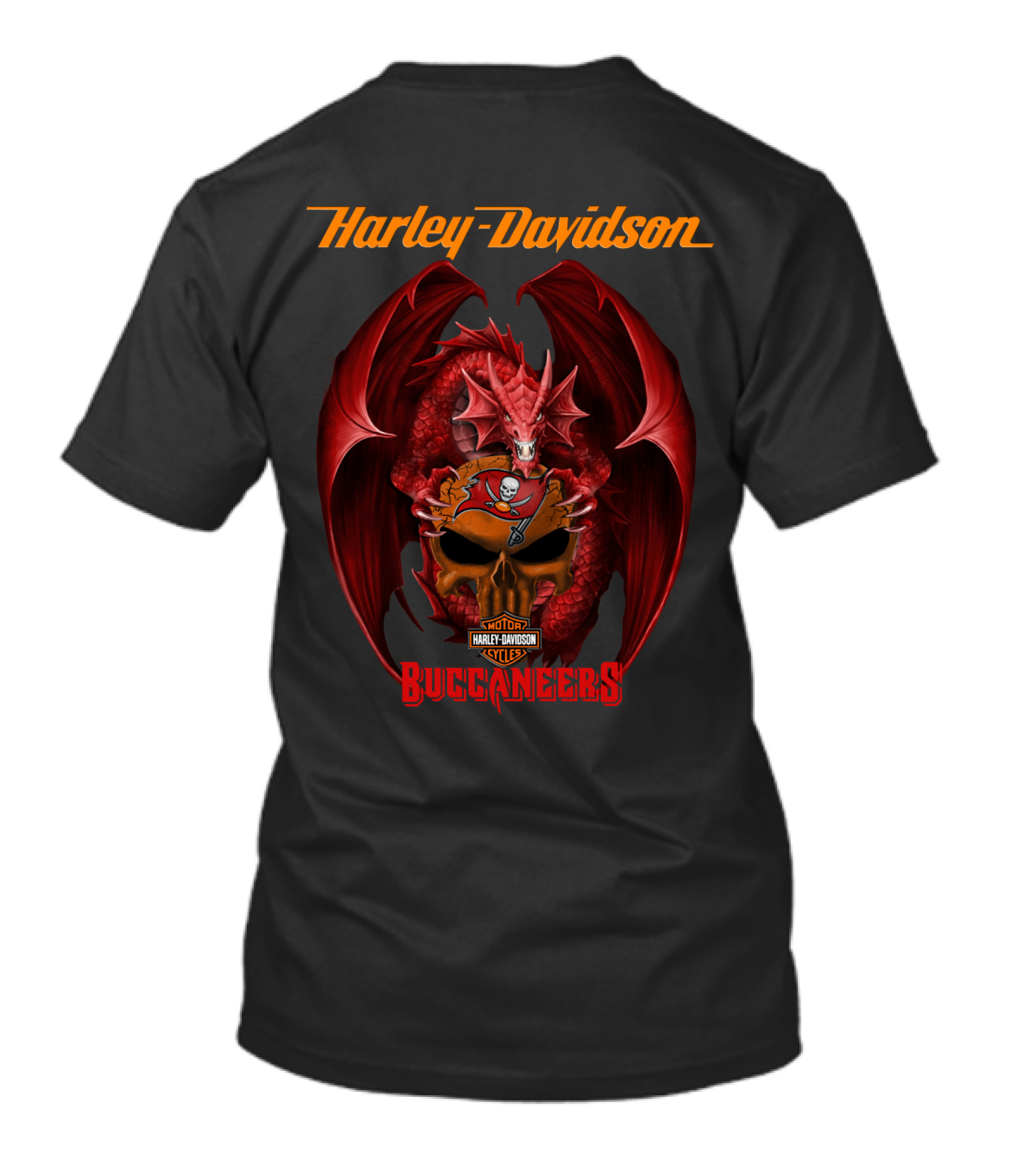 Harley Davidson Tampa Bay Buccaneers Dragon Skull T-Shirt