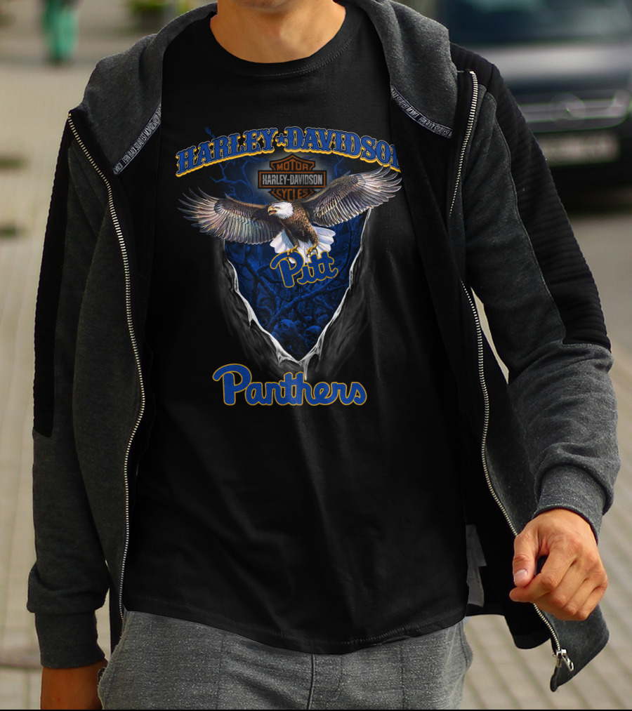 Harley Davidson Motor Pitt Panthers Eagle T-Shirt