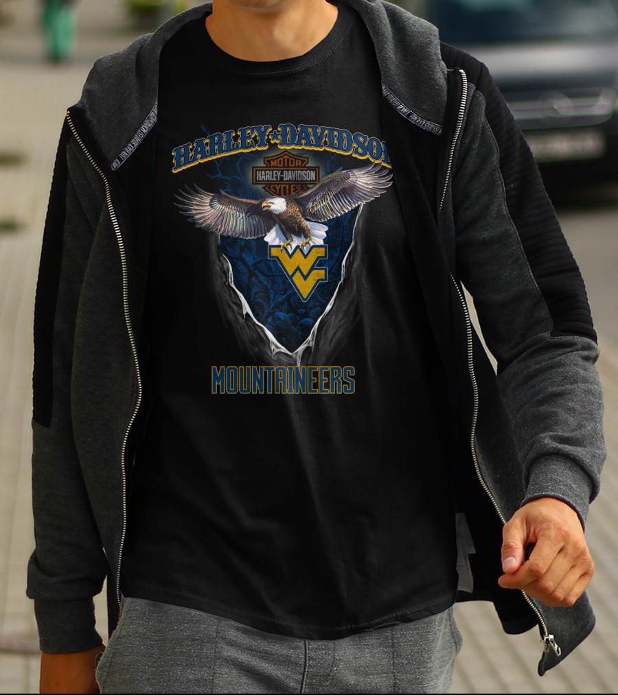 Harley Davidson Motor West Virginia Mountaineers Eagle T-Shirt
