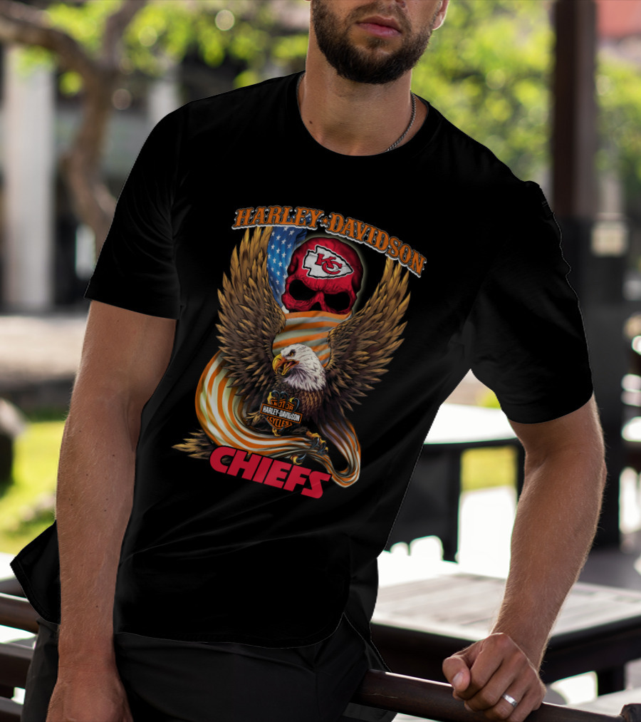 Harley Davidson Kansas City Chiefs Eagle And Skull T-Shirt