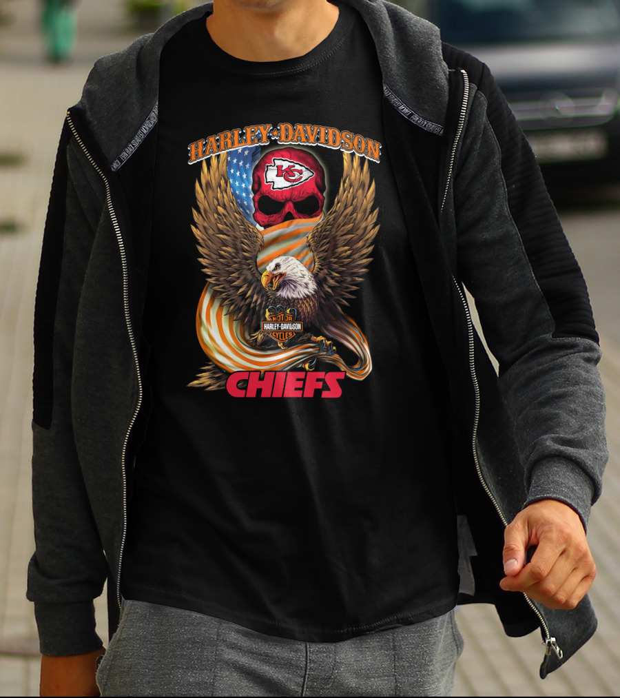 Harley Davidson Kansas City Chiefs Eagle And Skull T-Shirt