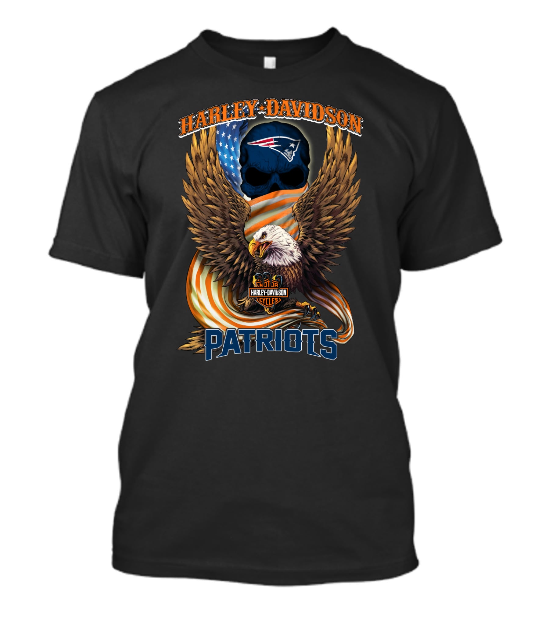 Harley Davidson Cycles New England Patriots American Eagle T-Shirt